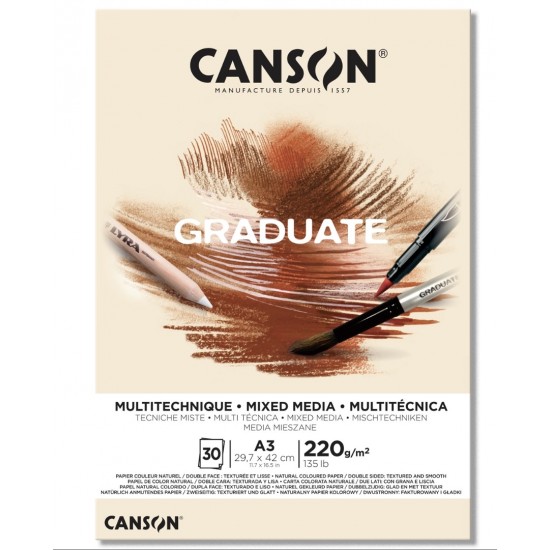 Canson Graduate Mixed Media Natural BEIGE COLOR 220 GSM 20 SHEETS